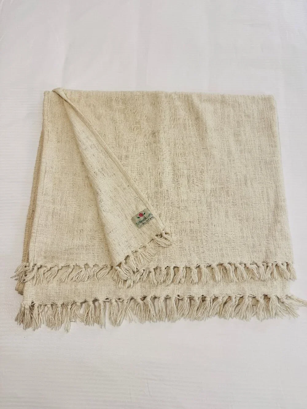 Premium Indian Handwoven Organic Cotton Blanket for Yoga & Meditation 84 x 54 In